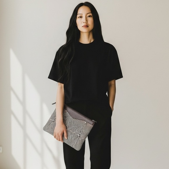 Mark Cross vintage Zippered pouch clutch houndstooth print - Picture 2 of 15